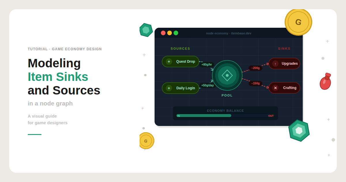 Modeling item sinks and sources in a node graph