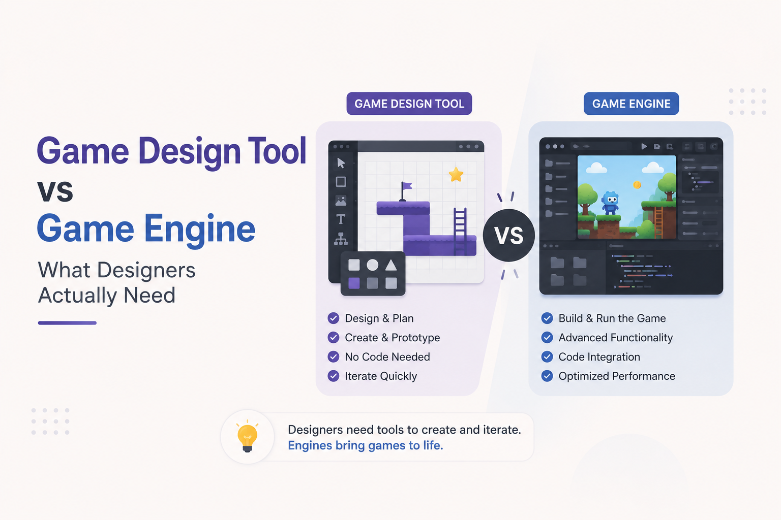 Game Design Tool vs Game Engine: What Designers Actually Need